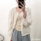 【ACheter】 韓版棉麻感寬鬆休閒百搭排扣防曬空調短款透氣外套簡約純色長袖# 121805 M 白色