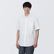 【MUJI 無印良品】男棉水洗平織布短袖襯衫 XXL 白色