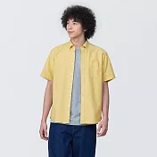 【MUJI 無印良品】男有機棉水洗牛津布扣領短袖襯衫 XL 黃色