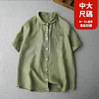 【慢。生活】中大尺碼文藝棉麻日系寬版開扣襯衫女 30824  FREE 綠色