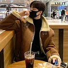 【AMIEE】雅痞風麂皮羊羔絨飛行夾克(男裝/雅痞/KDCQ-8139) M 棕