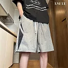 【AMIEE】冰絲透氣沙灘五分短褲(男裝/KDPY-E149) M 灰色