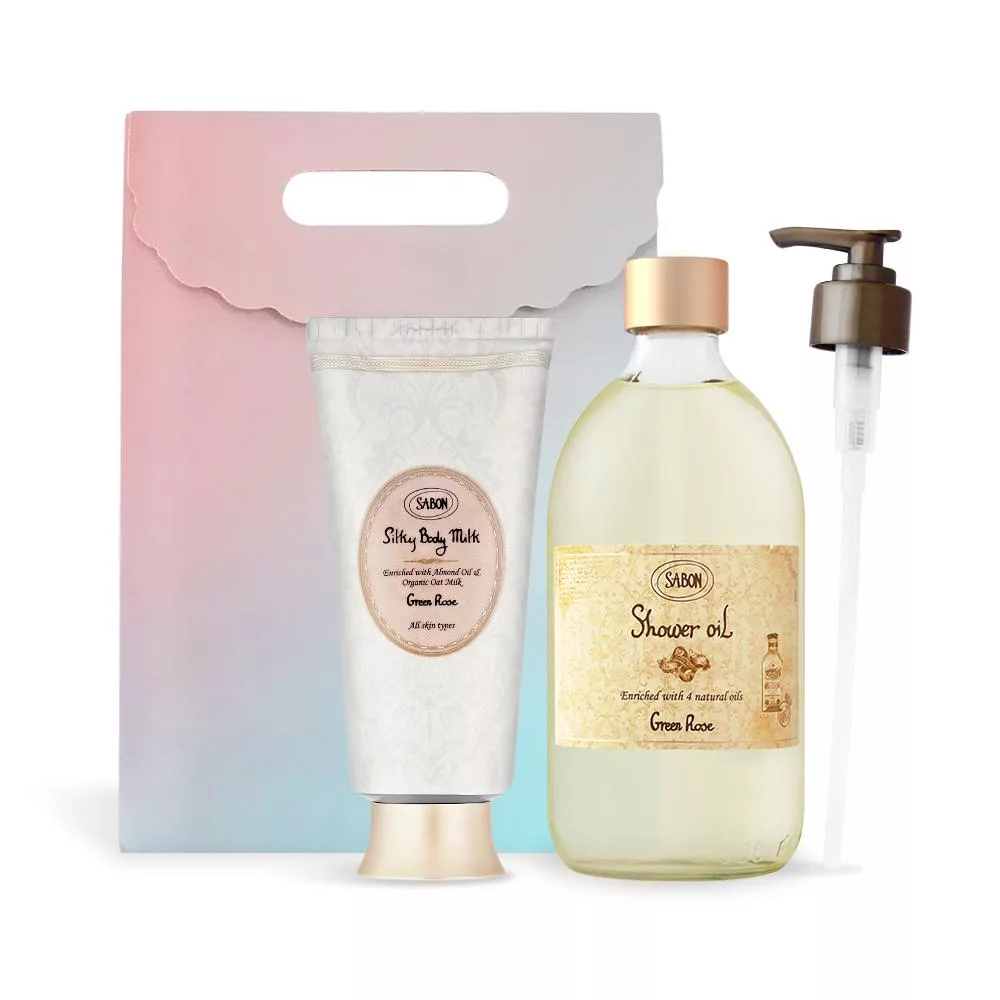SABON 絲綢 Q 彈肌必備組 SABON 絲綢Q彈肌必備組包含500ml沐浴油與200ml絲綢身體乳液,多種香氣選擇,如綠玫瑰、白茶、橙花漫舞、玫瑰茶語、茉莉花語、香芒奇異果、香蘋薰衣草,清新調香氛,適合男女使用,提供舒適的沐浴體驗與柔滑肌膚效果。