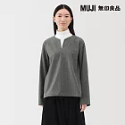 【MUJI 無印良品】女縱橫彈性起毛長袖套衫 S 灰色