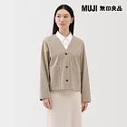【MUJI 無印良品】女縱橫彈性起毛開襟衫 S 米色