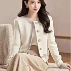【MsMore】 小香風拼色針織毛衣外套# 126421 FREE 杏色