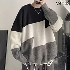 【AMIEE】韓版潮流寬鬆百搭長袖針織衫(男裝/KDTQ-527B) L 黑色