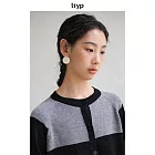 ltyp旅途原品 100%羊毛星空寬條紋開衫 經典休閒撞色針織衫女秋冬 M L M 黑灰條-淨色版