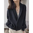 【MsMore】 時尚V翻領寬鬆毛衣外套上衣# 126409 FREE 灰色