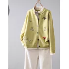 【MsMore】 文藝刺繡圓領針織毛衣外套# 126562 FREE 黃色