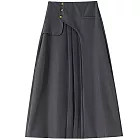 【MsMore】 西裝百褶高腰顯瘦小個子A字長西裝裙# 126806 M 黑色