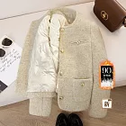【MsMore】 羽絨內裏小香風毛呢短外套# 126881 S 米白色