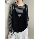 【MsMore】 隨意搭配寬鬆口袋大V毛衣背心吊帶上衣# 126910 FREE 黑色