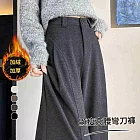 【MsMore】 仿羊絨加絨加厚高腰顯瘦小個子闊腿直筒彎刀褲# 126916 M 灰色