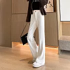 【MsMore】 簡約百搭休閒寬鬆型大喇叭型長褲垂感西裝加絨# 126723 M 白色