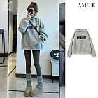 【AMIEE】潮流寬鬆加絨加厚連帽T(KDTQ-7154) M 灰色