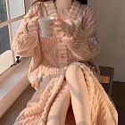 【AnZa】彩虹撞色保暖珊瑚絨睡袍居家服(2色) FREE 粉色