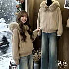 【初色】復古簡約純色寬鬆拉鍊毛領口袋連帽長袖外套女外套-卡其色-17386(F可選) FREE 卡其色