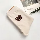 Kankoku韓國 毛絨棕熊大頭中筒襪 米色