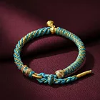 【HandStyle】手鍊 藏式復古轉經輪金絲邊鈴鐺開運手鍊(15045) _綠色