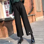 【AnZa】秋冬加厚毛呢休閒九分直筒褲 M 黑色