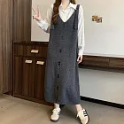 【AnZa】針織排扣中長款連身裙背心裙 FREE 深灰