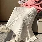 【AMIEE】復古麻花高腰針織A字長裙(KDSQ-2130) FREE 杏色