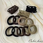 【卡樂熊】基本素織網毛巾圈造型髮束/髮圈- 黑色+深咖