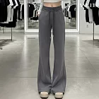 【AMIEE】韓版垂墜感顯瘦休閒闊腿褲(KDPQ-2140) M 深灰