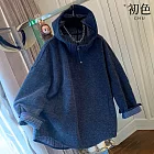 【初色】英倫風純色格子半拉鍊連帽長袖寬鬆帽T上衣女上衣-共2色-18507(M-4XL可選) M 深灰色