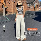 【初色】簡約純色抽繩高腰修身顯瘦寬鬆休閒褲寬褲長褲-共3色-18540(M-2XL可選) M 杏色