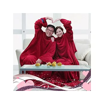 棉花田【樂邁】超細纖維創意雙人袖毯-紅色(280x180cm)