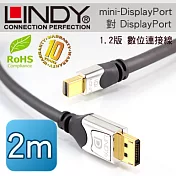 LINDY 林帝 mini-DisplayPort公 對 DisplayPort公 1.2版 數位連接線 2m41552