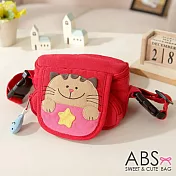 ABS貝斯貓 可愛貓咪手工拼布小型側背包/零錢包 (活力紅) 88-046