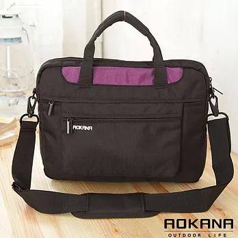 AOKANA 13吋筆電包 電腦包防潑水平板電腦Macbook電腦側背包 公事包 06-130(黑/紫)