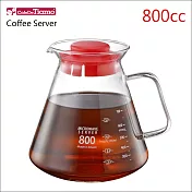 Tiamo 經典玻璃把手咖啡玻璃壺-紅色-800cc (HG2223R)