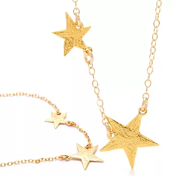 【GORJANA】美國品牌~Super Star Necklace波浪紋幸運雙星鑲18K金項鍊