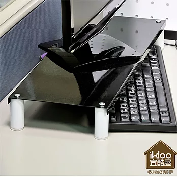 【ikloo】省空間桌上鍵盤架螢幕架-尊爵黑 尊爵黑