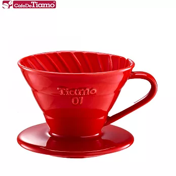 Tiamo V01 螺旋 陶瓷咖啡濾杯組【紅色】附濾紙.量匙 1-2杯份 (HG5537 R)