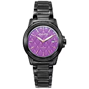 GOTO 法式時尚菱紋腕錶-黑x紫