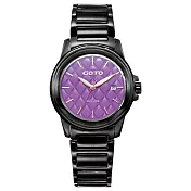 GOTO 法式時尚菱紋腕錶-黑x紫/大