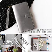 【韓國原裝潮牌 LKUN】Samsung Note2 N7100 專用保護皮套 100%高級牛皮皮套㊣ 多功能多用途手機皮套&錢包完美結合 (珍珠銀)