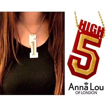 【Anna Lou OF LONDON】倫敦品牌 HIGH 5 紅金立體幸運數字項鍊