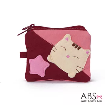 ABS貝斯貓 可愛貓咪拼布複合式證件零錢包 (活力紅) 88-139