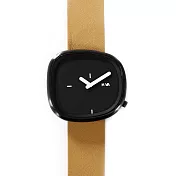 NAVA DESIGN 經典淬鍊石頭造型腕錶-黑面棕
