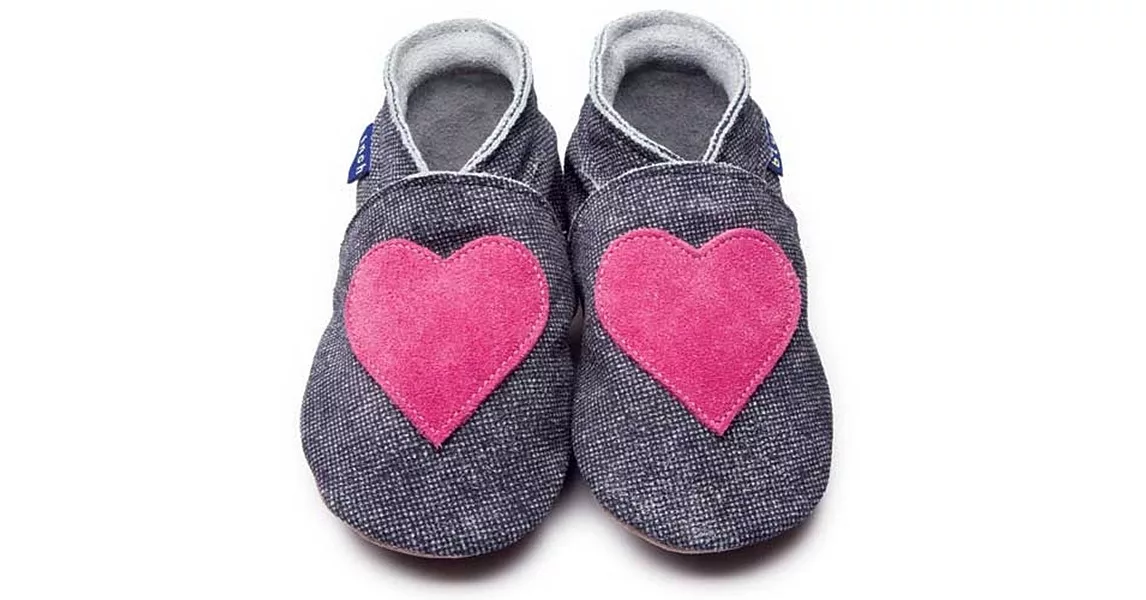 英國製Inch Blue,真皮手工學步鞋禮盒,Love-Denim/Shocking Pink(6~12M)