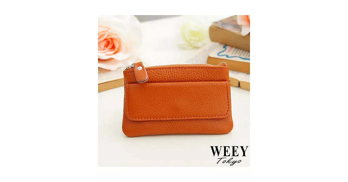WEEY 簡約典雅軟質真皮零錢包 鑰匙包 (土黃)GM0075(土黃)