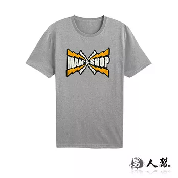 【男人幫】T0982＊MIT 台灣製造【立體貼布閃電文字MAN’S SHOP短袖T恤】灰色 XS號