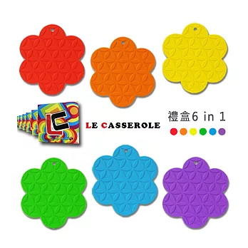 【LE CASSEROLE】超耐熱無毒矽膠止滑隔熱墊六入組(花開富貴系列)