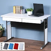 《Homelike》巧思辦公桌 炫灰系列-白色加厚桌面120cm(附二抽屜) (四色可選)-純白色
